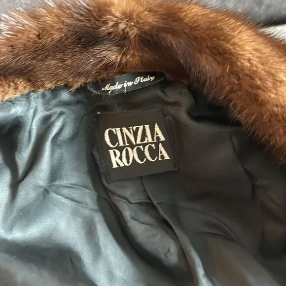 Cinzia Rocca Black Coat Jacket w/ brown Mink Fur coat - 4 - Picture 9 of 9